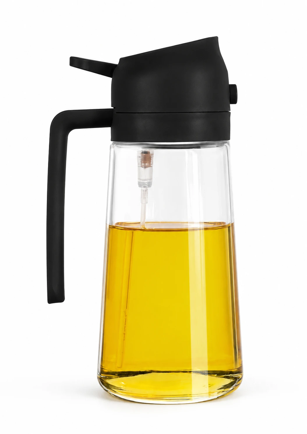 2-in-1 Glass Oil Sprayer & Oil Dispenser Bottle | 470ml (16oz) | Food Grade Kitchen Oil Spray Bottle with Pour Spout & Ergonomic Handle.